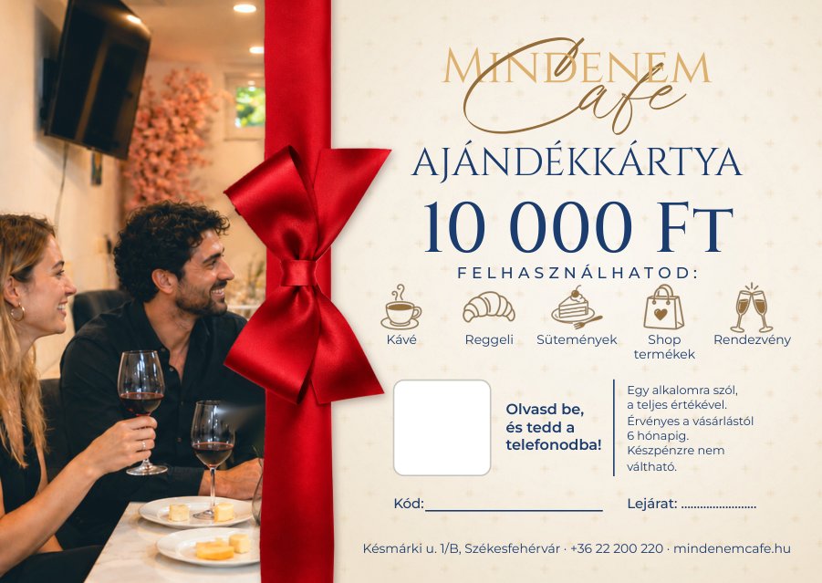 MINDENEM ajándékkártya 10 000 Ft, piros masnival